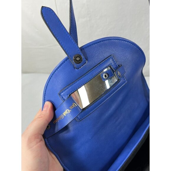 Dirty Ballerina Coral Blue Perforated Faux Leather Saddle Crossbody - Picture 8 of 12